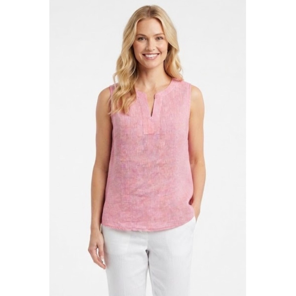 Talbots Linen Sleeveless Top Watermelon Pink NWT